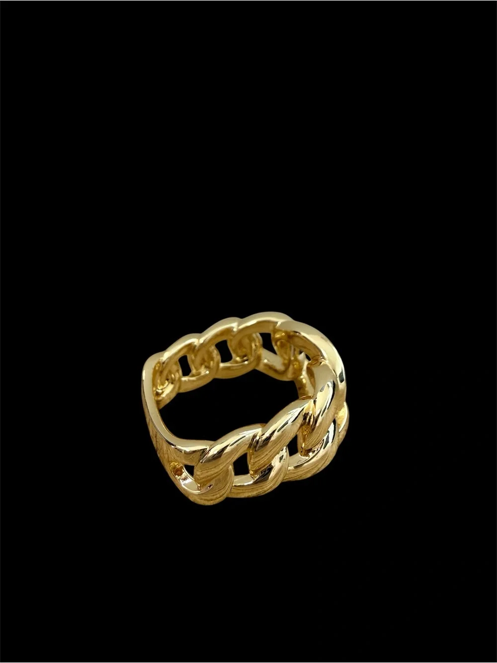 18k Gold Filled Statement Gold Chain-Link Pavé Ring SZ 8